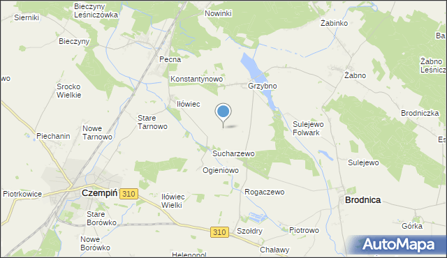 mapa Grzybno Osada, Grzybno Osada na mapie Targeo